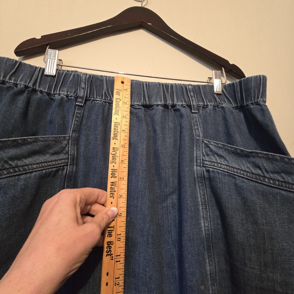 Vintage St Johns Bay 90s Y2K Denim Knee Length Skirt Women's XXL Petite Pockets - Picture 8 of 12
